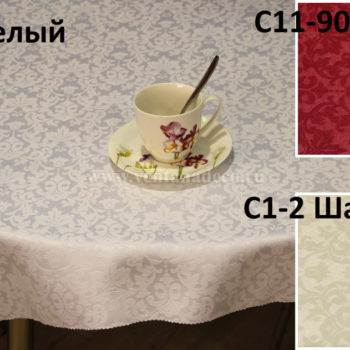 Скатертная ткань с водоотталкивающей пропиткой Вензель C11-90 Бордо (вес 232гр/м2)